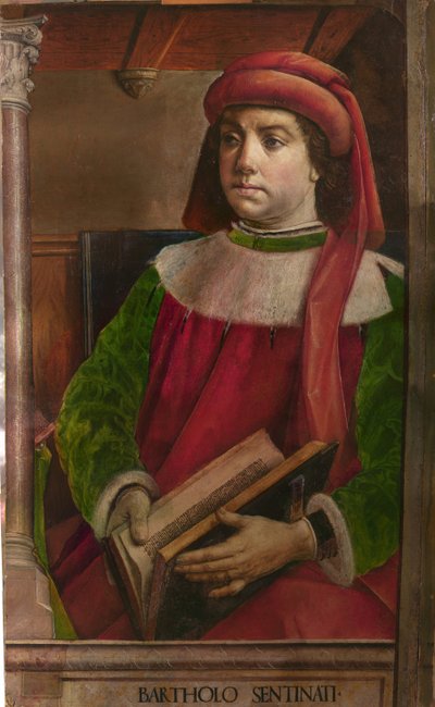 Bartole en latino Bartolus de Saxoferrato (1313-1356) - Bartolus de Saxoferrato par Berruguete, Pedro (1450-1503). Óleo sobre madeira, tamanho : 95x57, c. 1473-1475, Galleria nazionale delle Marche, Urbino de Pedro Berruguete