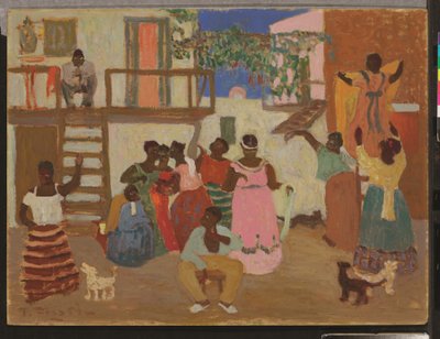 Preparação do Candombe (Decoração), c. 1935 (óleo a bordo) de Pedro Figari