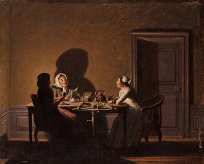 Leitura por Candlelight, par Hillestroem, Pehr (1732-1816). Óleo sobre tela, tamanho : 41,5x51,5, , Coleção privada de Pehr Hilleström