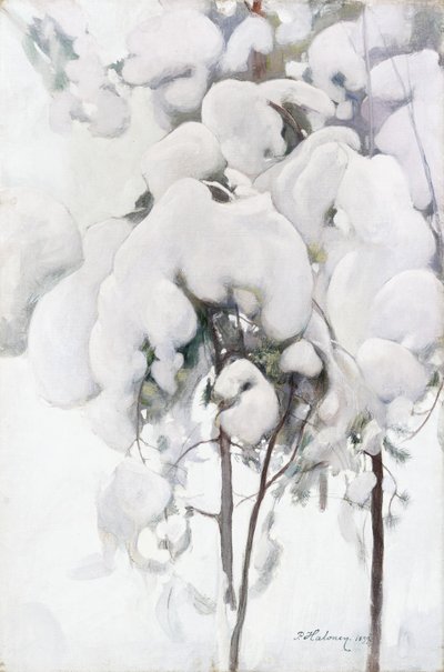Mudas de pinheiro coberto de neve de Pekka Halonen