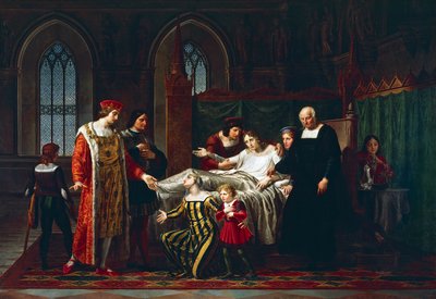 Carlos VIII encontro com Gian Galeazzo Sforza, moribundo em Pavia de Pelagio Palagi