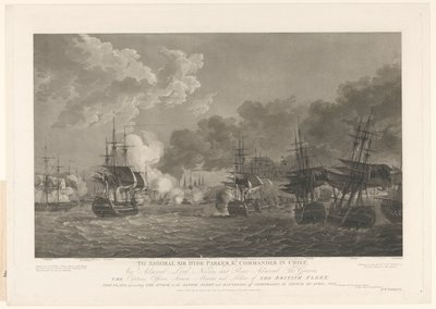 Vista da Batalha Naval de Copenhague, 1801 de Peltro William Tomkins