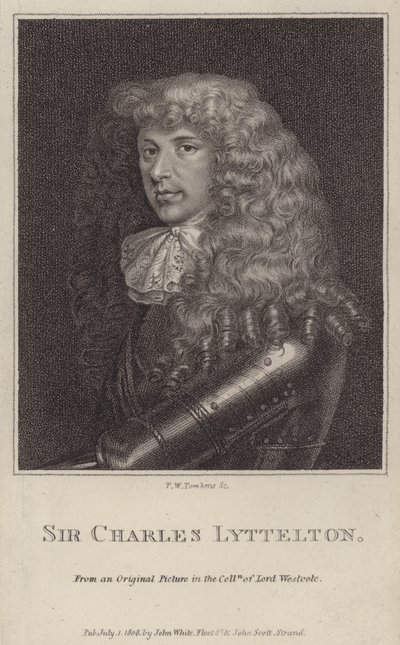Sir Charles Lyttelton, político inglês e governador colonial da Jamaica (gravura) de Peltro William Tomkins