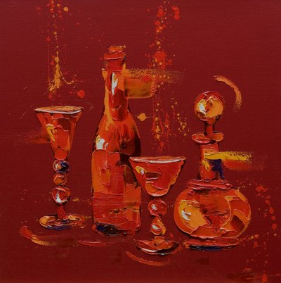 Still Life in Red, 2005 (óleo sobre tela) de Penny Warden