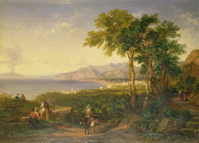 A Baía de Salerno, c.1820-30 (óleo sobre tela) de Penry Williams
