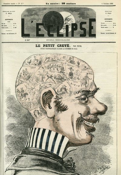 Little Creve, a estudar frenologia. Capa em "L