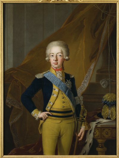 Gustave IV Adolphe de Suede - Retrato de Gustav IV Adolf da Suécia (1778-1837), de Krafft, Per, the Elder (1724-1793). Óleo sobre tela de Per Krafft
