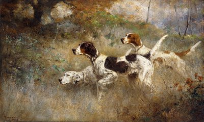 Os Setters Três, Bob, Bill e Ginger em um ponto triplo de Percival Leonard Rosseau