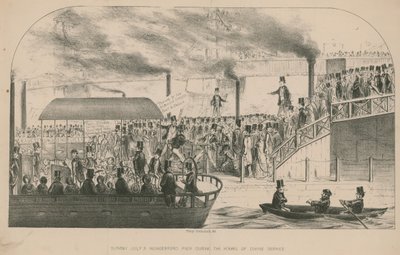 Cais de Hungerford durante as horas do Serviço Divino de Percy Cruikshank