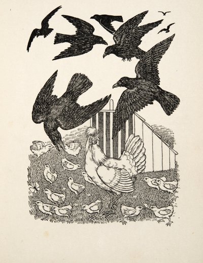 Um corvo calculando, de cem anecdotes dos animais, bar. 1924 de Percy J. Billingshurst