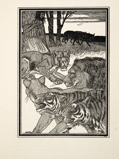 A Grateful Lioness, de A Hundred Anecdotes of Animals, pub. 1924 (gravura) de Percy J. Billingshurst