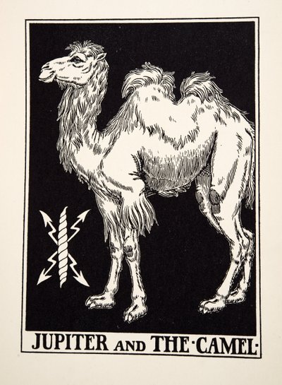 Júpiter e o camelo, de cem fábulas de Esopo, pub.1903 de Percy J. Billingshurst