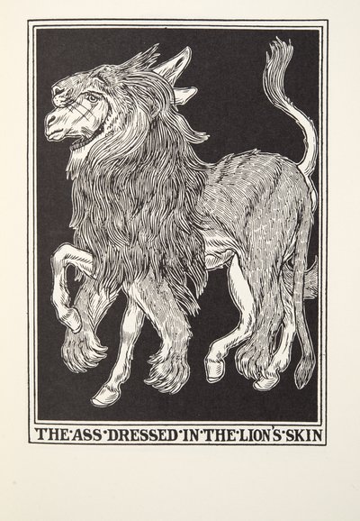 O burro vestido na pele de leões, de Fontaine Fables, pub. 1905 de Percy J. Billingshurst