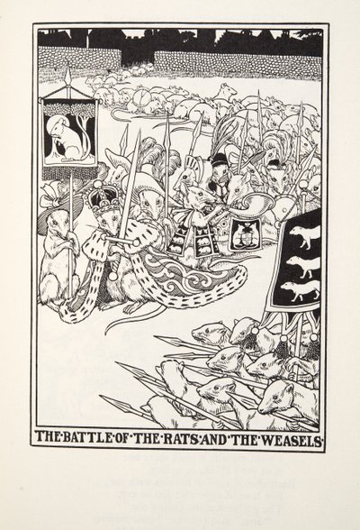 A Batalha dos Ratos e das Doninhas, de Fontaine Fables, pub. 1905 de Percy J. Billingshurst