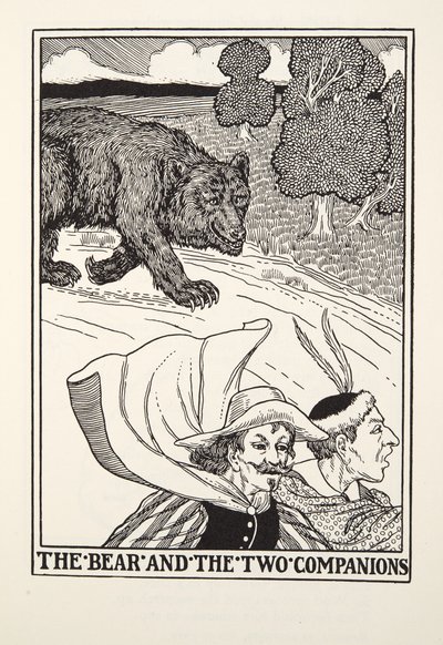 The Bear and the Two Companions, de Fontaine Fables, pub. 1905 (gravura) de Percy J. Billingshurst