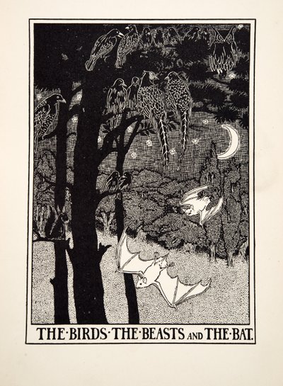 The Birds, the Beasts and the Bat, from A Hundred Fables of Aesop, pub.1903 (gravura) de Percy J. Billingshurst
