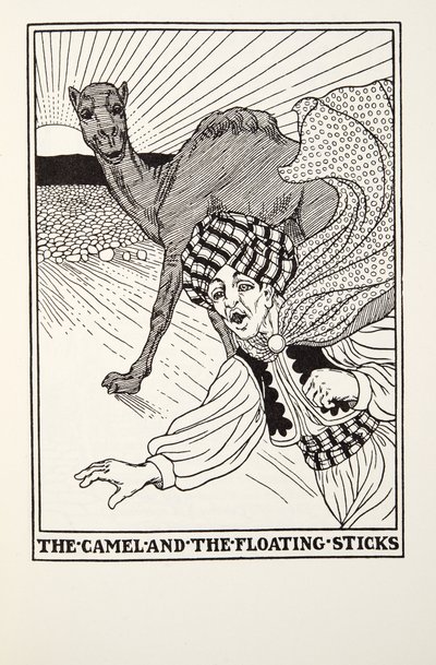 O camelo e os palitos flutuantes, de Fontaine Fables, pub. 1905 de Percy J. Billingshurst