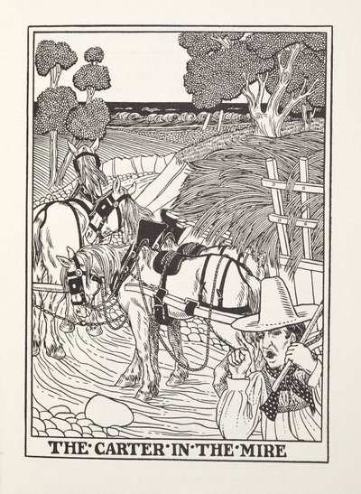 The Carter in the Mire, de Fontaine Fables, pub. 1905 (gravura) de Percy J. Billingshurst
