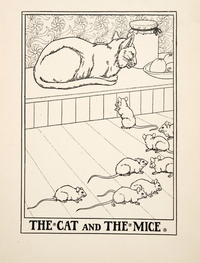 The Cat and the Mice, from A Hundred Fables of Aesop, pub.1903 (gravura) de Percy J. Billingshurst
