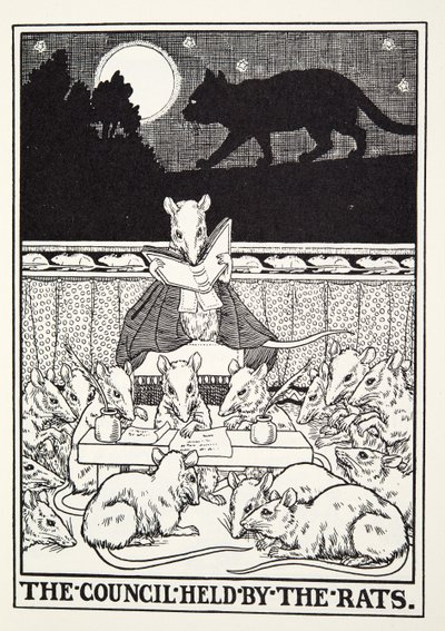 O Conselho realizado pelos ratos, de Fontaine Fables, pub. 1905 de Percy J. Billingshurst