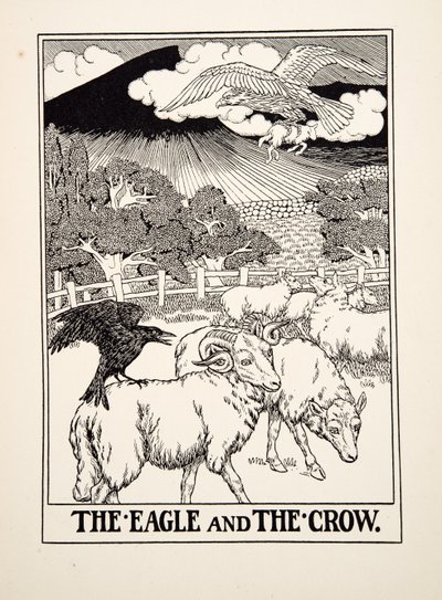 A águia e o corvo, de cem fábulas de Esopo, pub.1903 de Percy J. Billingshurst