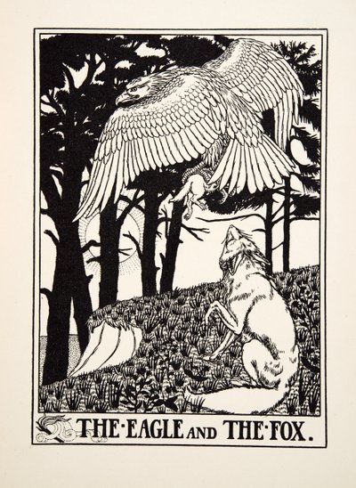 A águia e a raposa, de cem fábulas de Esopo, pub.1903 de Percy J. Billingshurst