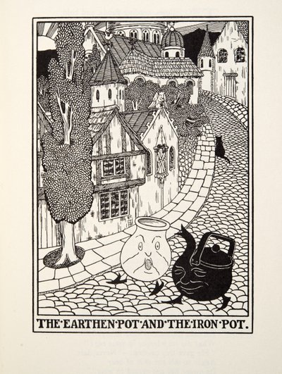 O pote de barro e o pote de ferro, de Fontaine Fables, pub. 1905 de Percy J. Billingshurst