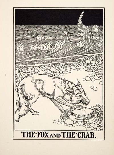 The Fox and the Crab, de A Hundred Fables of Aesop, pub.1903 (gravura) de Percy J. Billingshurst