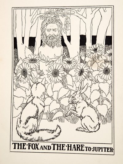 A raposa e a lebre de Júpiter, de cem fábulas de Esopo, pub.1903 de Percy J. Billingshurst