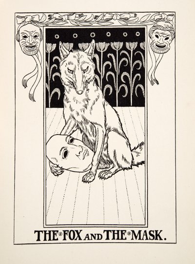 A raposa e a máscara, de cem fábulas de Esopo, pub.1903 de Percy J. Billingshurst