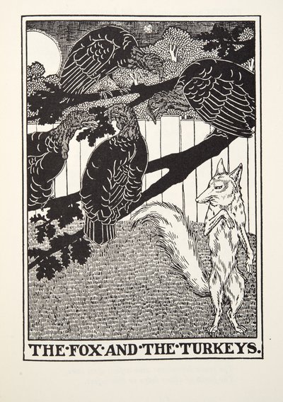 A raposa e os perus, de Fontaine Fables, pub. 1905 de Percy J. Billingshurst
