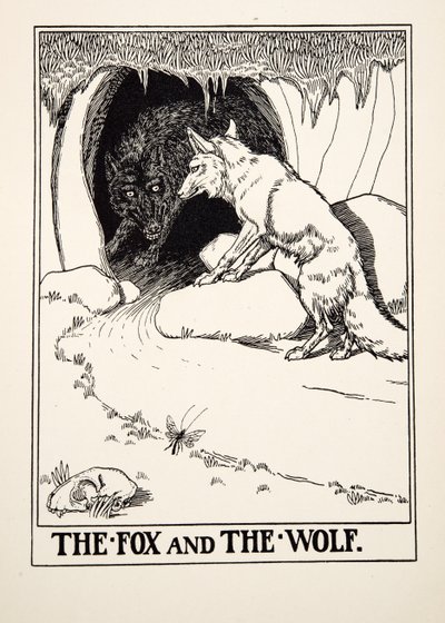 The Fox and the Wolf, de A Hundred Fables of Aesop, pub.1903 (gravura) de Percy J. Billingshurst