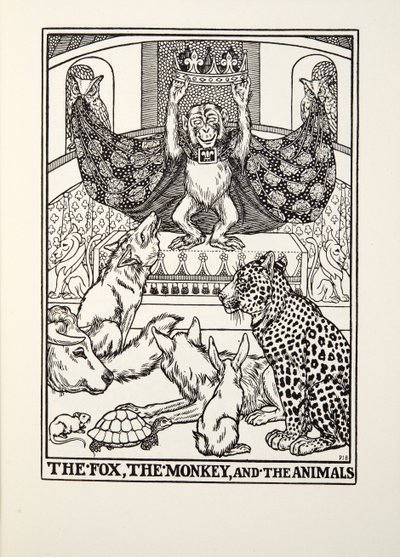 A Raposa, o Macaco e os Animais, de Fontaine Fables, pub. 1905 de Percy J. Billingshurst