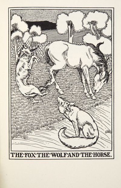 A Raposa, o Lobo e o Cavalo, de Fontaine Fables, pub. 1905 de Percy J. Billingshurst