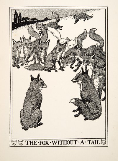 A raposa sem cauda, de cem fábulas de Esopo, pub.1903 de Percy J. Billingshurst