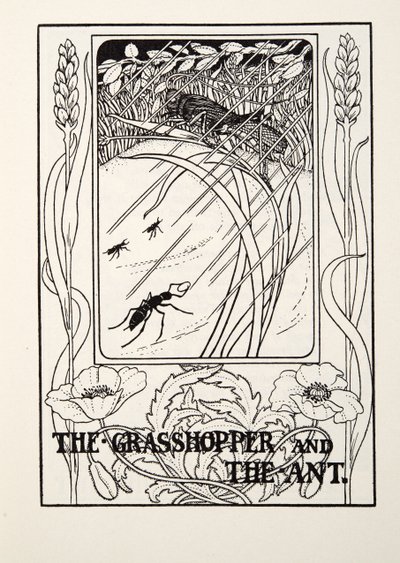O Gafanhoto e a Formiga, de Fontaine Fables, pub. 1905 de Percy J. Billingshurst