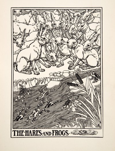 The Hares and Frogs, de cem fábulas de Esopo, pub.1903 de Percy J. Billingshurst