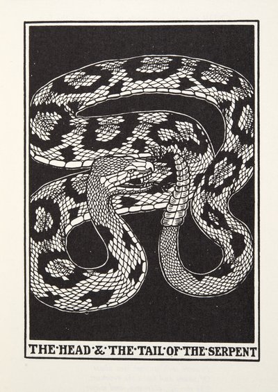 A cabeça e a cauda da serpente, de Fontaine Fables, pub. 1905 (gravura) de Percy J. Billingshurst