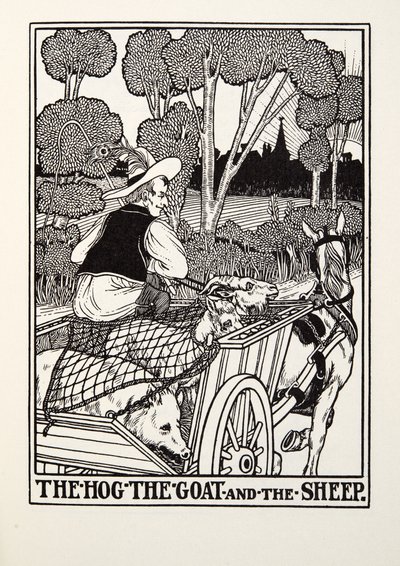 O porco, a cabra e as ovelhas, de Fontaine Fables, pub. 1905 de Percy J. Billingshurst