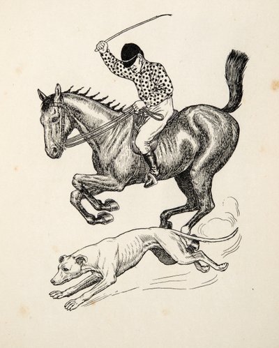 O cavalo e o galgo, de cem anecdotes dos animais, bar. 1924 de Percy J. Billingshurst