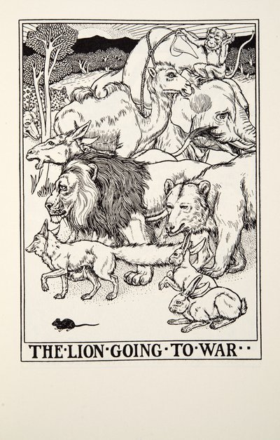 O Leão Indo à Guerra, de Fontaine Fables, pub. 1905 de Percy J. Billingshurst