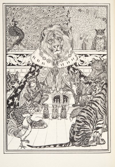 O Leão e seus Associados, Frontispício, de Fontaine Fables, pub. 1905 de Percy J. Billingshurst