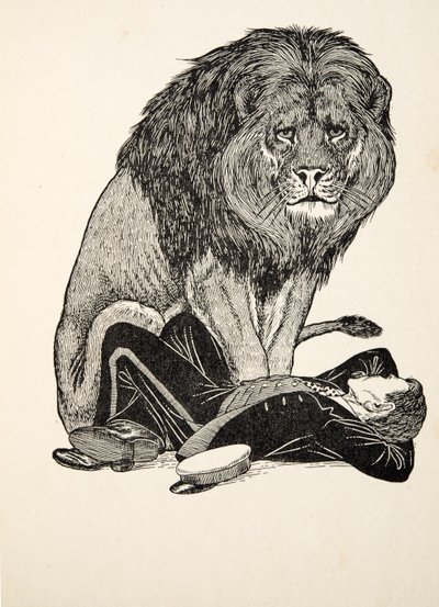 O Leão e seu Guardião, de Cem Anedotas de Animais, pub. 1924 de Percy J. Billingshurst