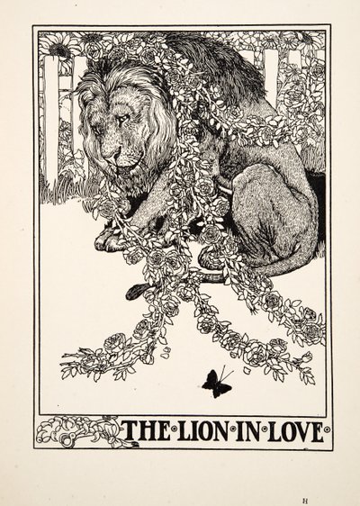 O Leão Apaixonado, de Cem Fábulas de Esopo, pub.1903 de Percy J. Billingshurst