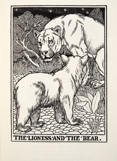 O Leão e o Urso, de Fontaine Fables, pub. 1905 de Percy J. Billingshurst