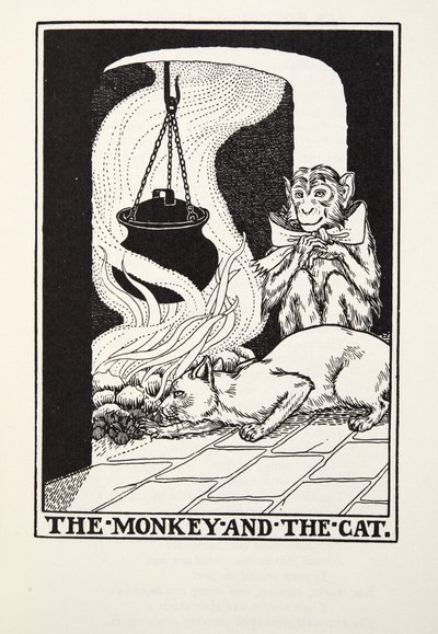O Macaco e o Gato, de Fontaine Fables, pub. 1905 de Percy J. Billingshurst