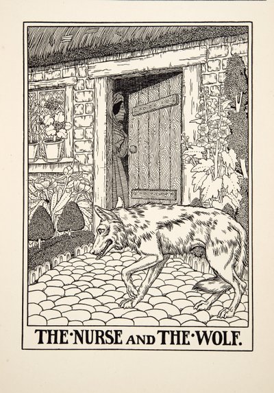 A Enfermeira e o Lobo, de Cem Fábulas de Esopo, pub.1903 de Percy J. Billingshurst