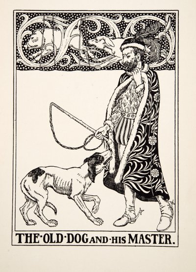 O Velho Cão e seu Mestre, de Cem Fábulas de Esopo, pub.1903 de Percy J. Billingshurst