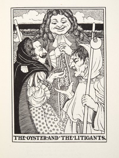 The Oyster and the Litigants, de Fontaine Fables, pub. 1905 (gravura) de Percy J. Billingshurst