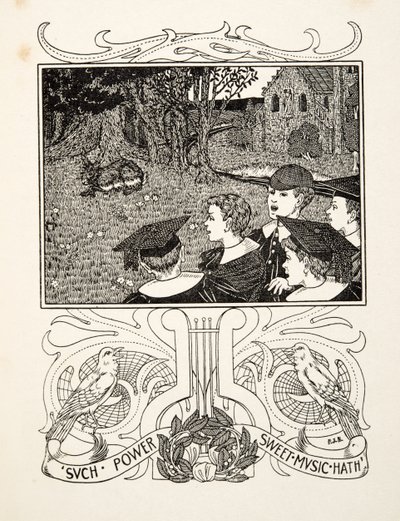 O Poder da Música, de A Hundred Anecdotes of Animals, pub. 1924 (gravura) de Percy J. Billingshurst